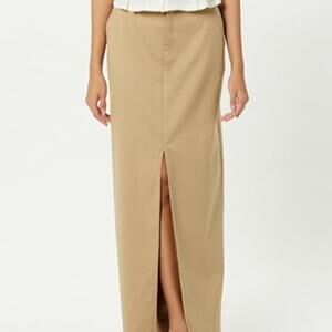 The Drop Women's Roxy Suiting Column Skirt Travertine Khaki Size 2X